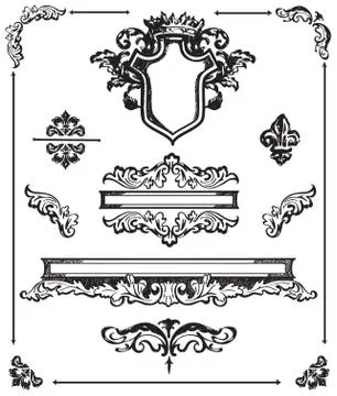 Calligraphic design elements set Stock Illustration