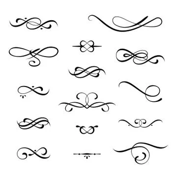 Calligraphic design elements set Stock Illustration