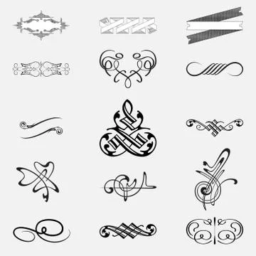Calligraphic design elements set Stock Illustration