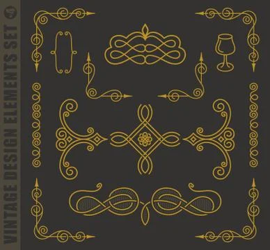 Calligraphic design elements. Vector baroque set Illustrazione stock