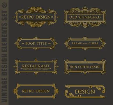 Calligraphic design elements. Vector baroque set. Vintage icons Stock Illustration