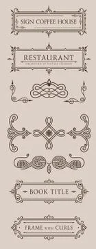 Calligraphic design elements. Vector baroque set Illustrazione stock
