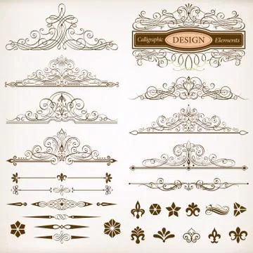 Calligraphic Design Elements Vector Set Stock Illustration
