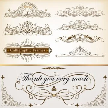 Calligraphic Design Elements Vector Set Stock Illustration