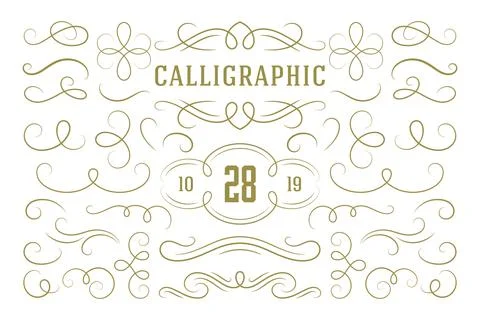 Calligraphic design elements vintage ornaments swirls and scrolls ornate de.. イラスト素材