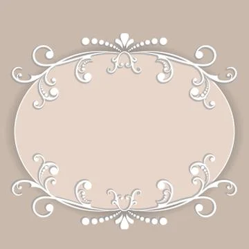 Calligraphic design frame with pastel design. Vintage elegant text border. Lu Stock Illustration
