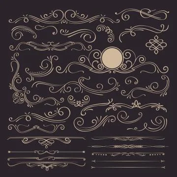 Calligraphic elements and page decoration Illustrazione stock