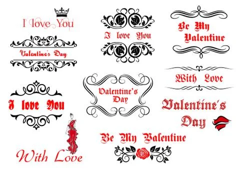 Calligraphic elements and scripts for valentine's day Ilustración de archivo