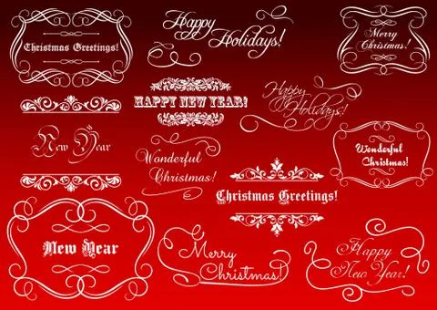 Calligraphic elements for christmas holidays Stock Illustration