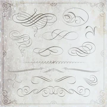 Calligraphic Elements with Texture Background Stock Illustration
