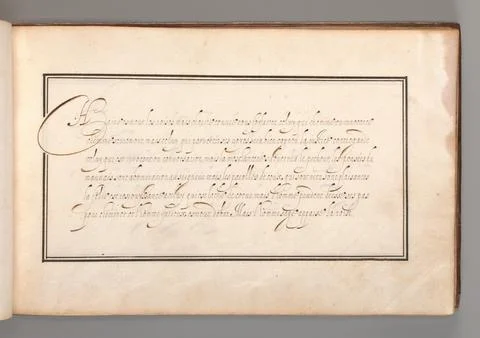 Calligraphic Excersize in French (Cursive Script) early 17th century Anonym.. Stock Photos