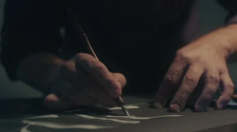 Calligraphic font. Calligrapher s work. Pen in hand calligraphy Video stock 68325722