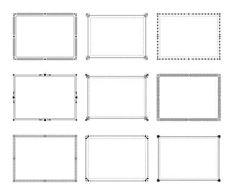 Calligraphic frame border floral text vector set Stock Illustration