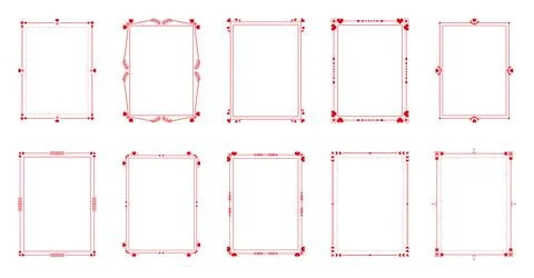 Calligraphic frame border heart text vector set Stock Illustration