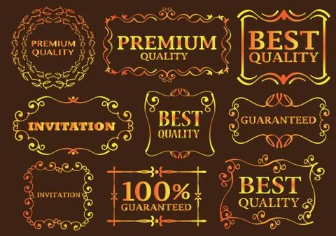 Calligraphic frames and borders design elements Stock Illustration