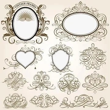 Calligraphic Frames and Design Elements Stock Illustration