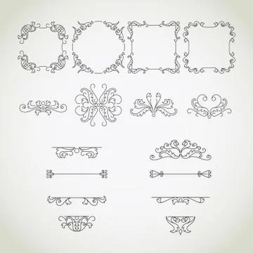 Calligraphic frames and ornaments Stock Illustration