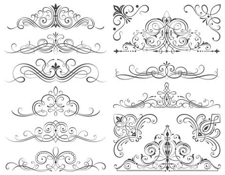 Calligraphic Frames And Scroll Elements Stock Illustration