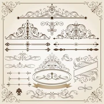 Calligraphic Frames III Stock Illustration