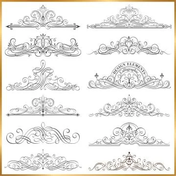 Calligraphic Frames Vector Set Stock Illustration