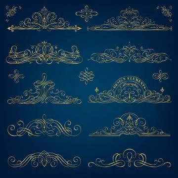 Calligraphic Golden Frames Stock Illustration