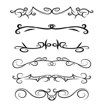 Calligraphic hand drawn Design Elements. Swirls, lines And Borders. Vector Il Stock Illustration