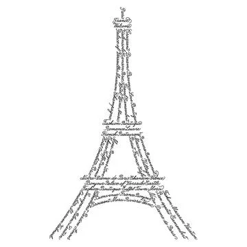 Calligraphic illustration with stylish Eiffel Tower. Stock Illustration