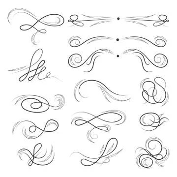 Calligraphic Ink Vector Elements Set Stock Illustration