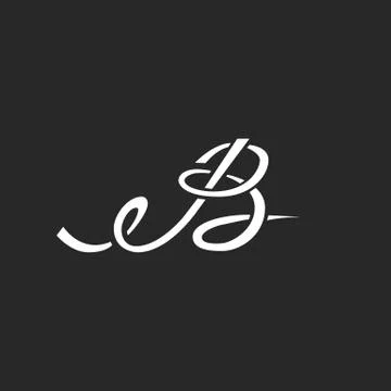 Calligraphic letter B logo monogram, intersection thin line style initial for Stock Illustration
