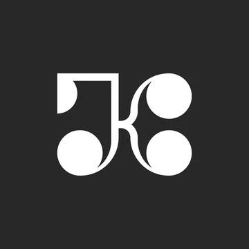 Calligraphic letter K monogram logo black and white minimal style, thin scrip Stock Illustration