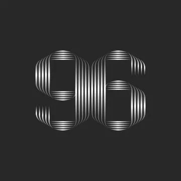 Calligraphic logo 96 digit creative monogram, original interweaving of smooth Illustrazione stock