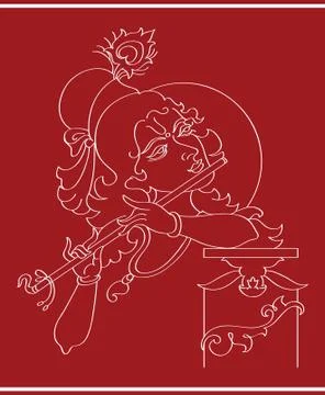 Calligraphic lord krishna Stock Illustration