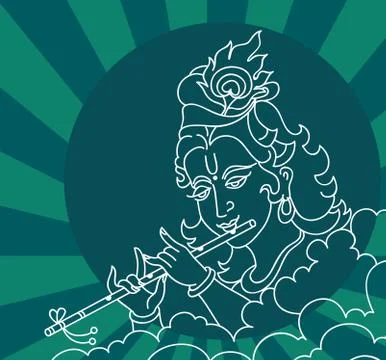 Calligraphic lord krishna Stock Illustration
