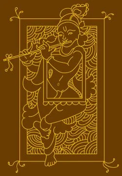 Calligraphic lord krishna Stock Illustration