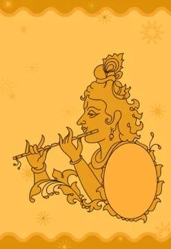 Calligraphic lord krishna Stock Illustration