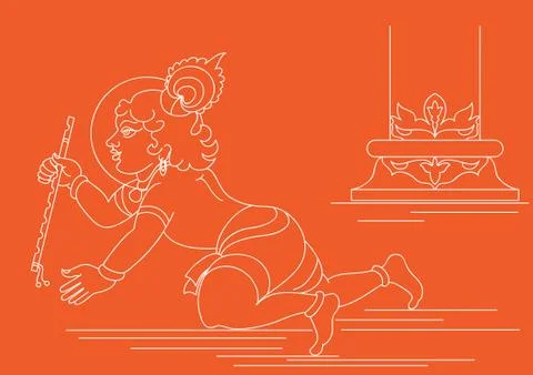 Calligraphic lord krishna Stock Illustration