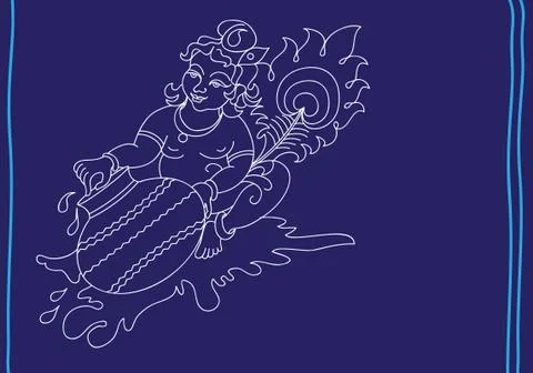 Calligraphic lord krishna Stock Illustration