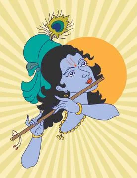 Calligraphic lord krishna Stock Illustration