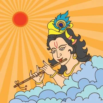 Calligraphic lord krishna Stock Illustration