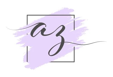Calligraphic lowercase letters AZ on a colored background in a frame Stock Illustration