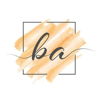 Calligraphic lowercase letters BA in a single line on a colored background in Stock Illustration