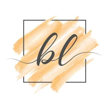 Calligraphic lowercase letters BL in a single line on a colored background in Stock Illustration