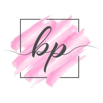 Calligraphic lowercase letters BP in a single line on a colored background in Stock Illustration