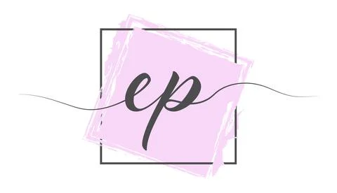Calligraphic lowercase letters EP in a single line on a colored background in Stock Illustration