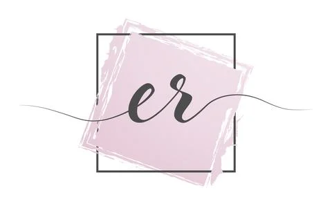 Calligraphic lowercase letters ER in a single line on a colored background in Stock Illustration