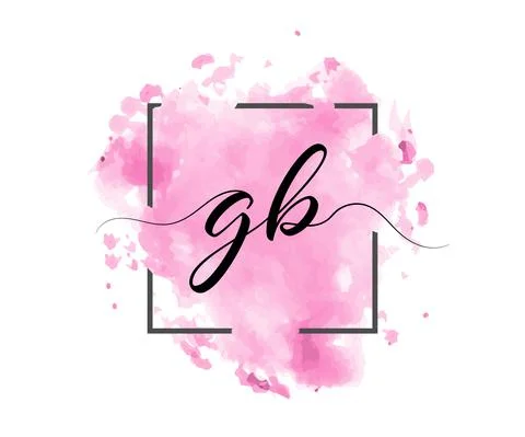Calligraphic lowercase letters G and B are written in a solid line on a color 스톡 일러스트