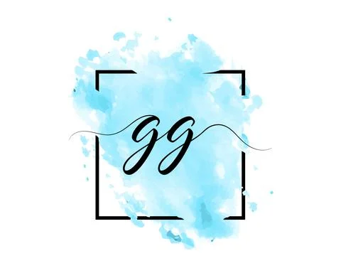 Calligraphic lowercase letters G and G are written in a solid line on a color Stock Illustration