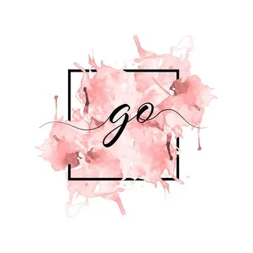 Calligraphic lowercase letters G and O are written in a solid line on a color Stock Illustration