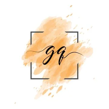 Calligraphic lowercase letters G and Q are written in a solid line on a color Illustrazione stock
