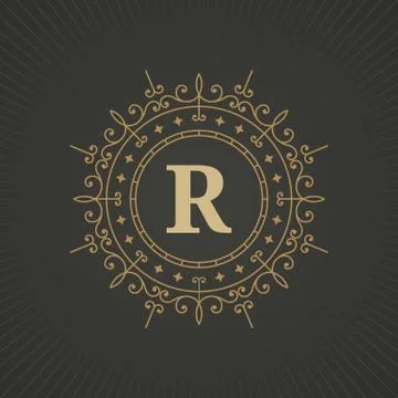 Calligraphic monogram emblem template design. Stock-Illustration